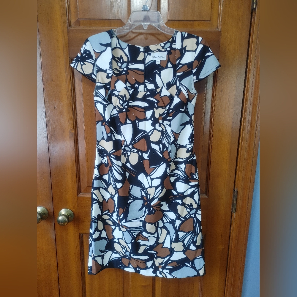 Vintage Floral Black and Brown Dress